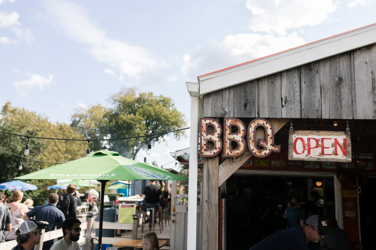 sign that reads bbq open