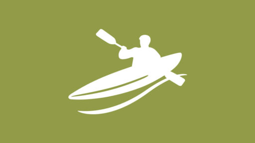 white Kayak silhouette on green background