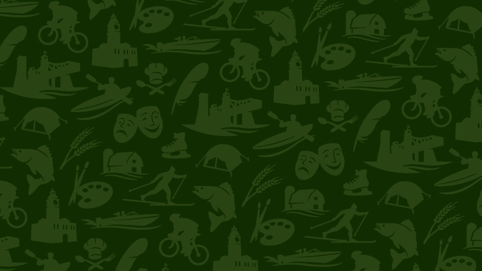 default post image for blog, green symbols of the kawarthas arranged in a pattern on a dark green background