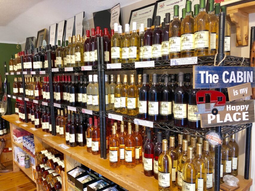 wine on a shelf