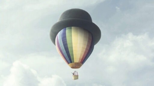 A hot air balloon with atop hat