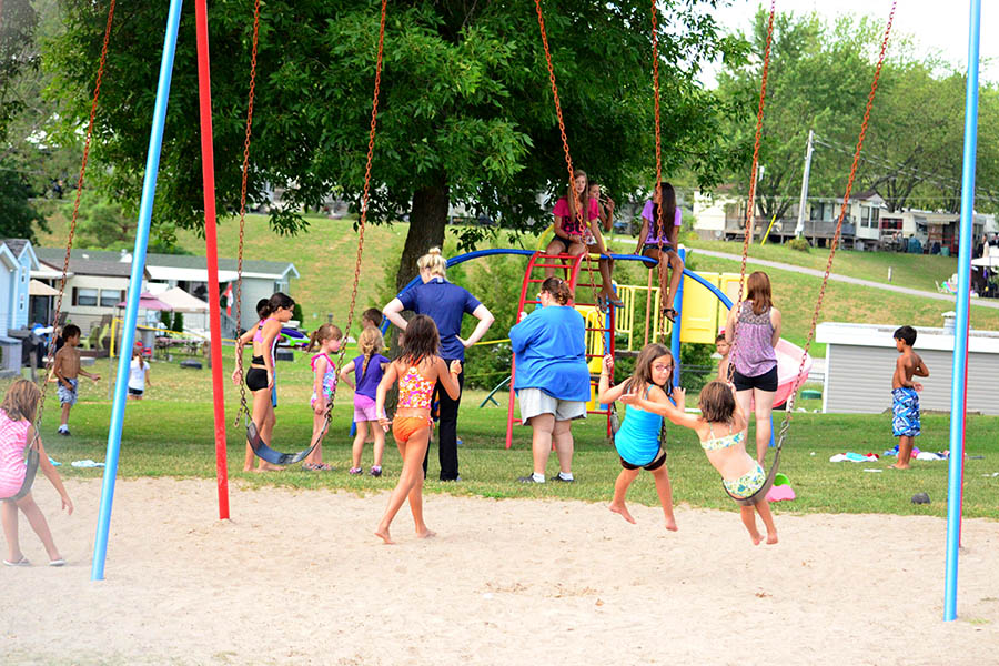 children playing on a playground