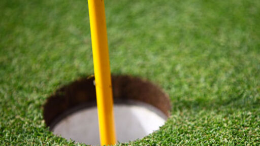 A golf hole close up