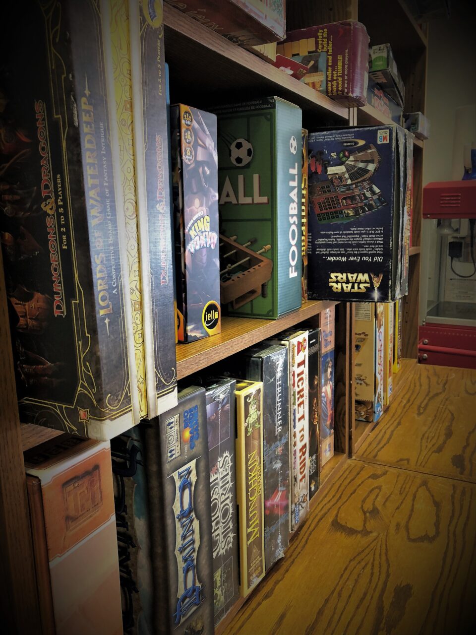 game shelf close up