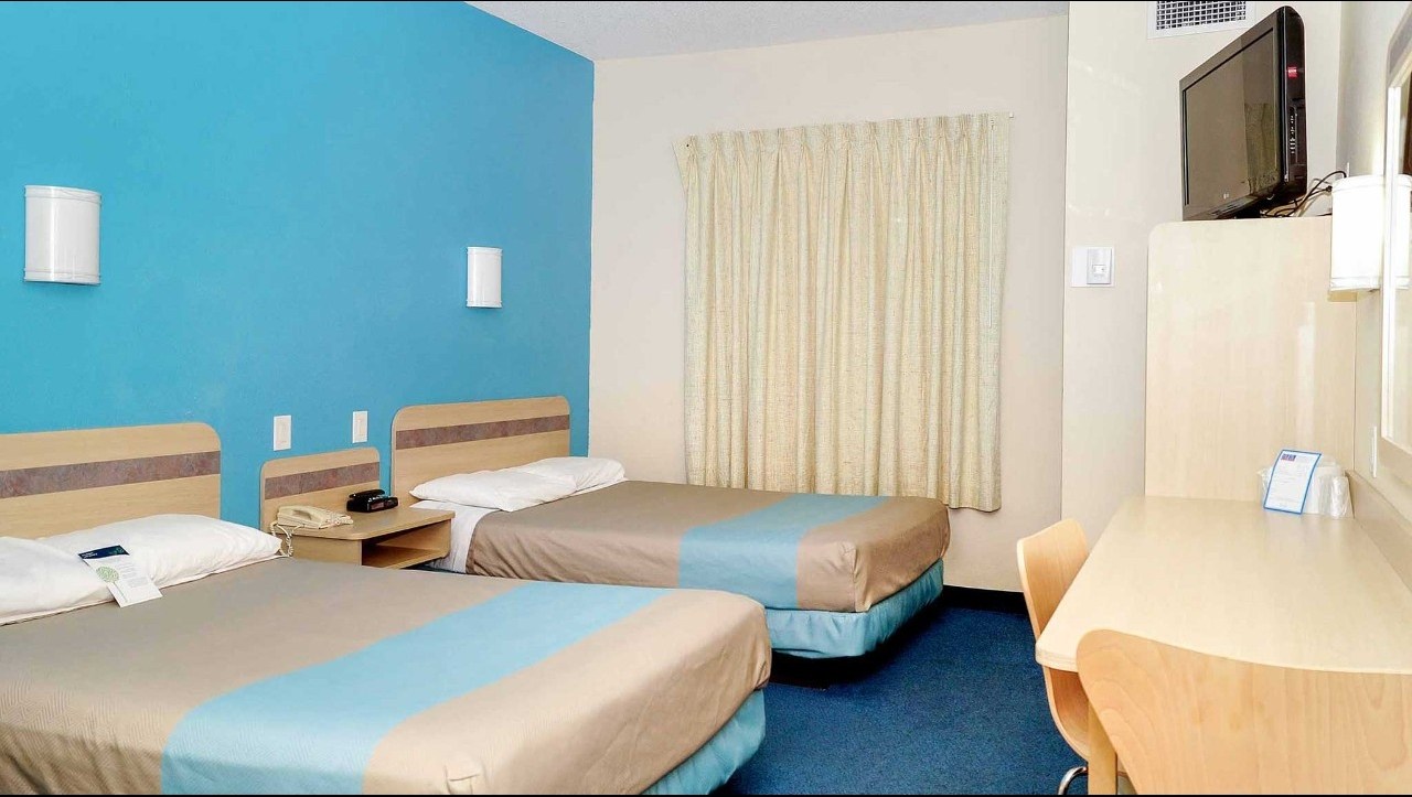 interior of two bed motel room