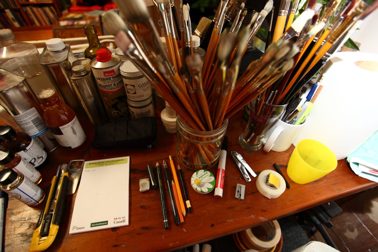 paint brushes and art stuff