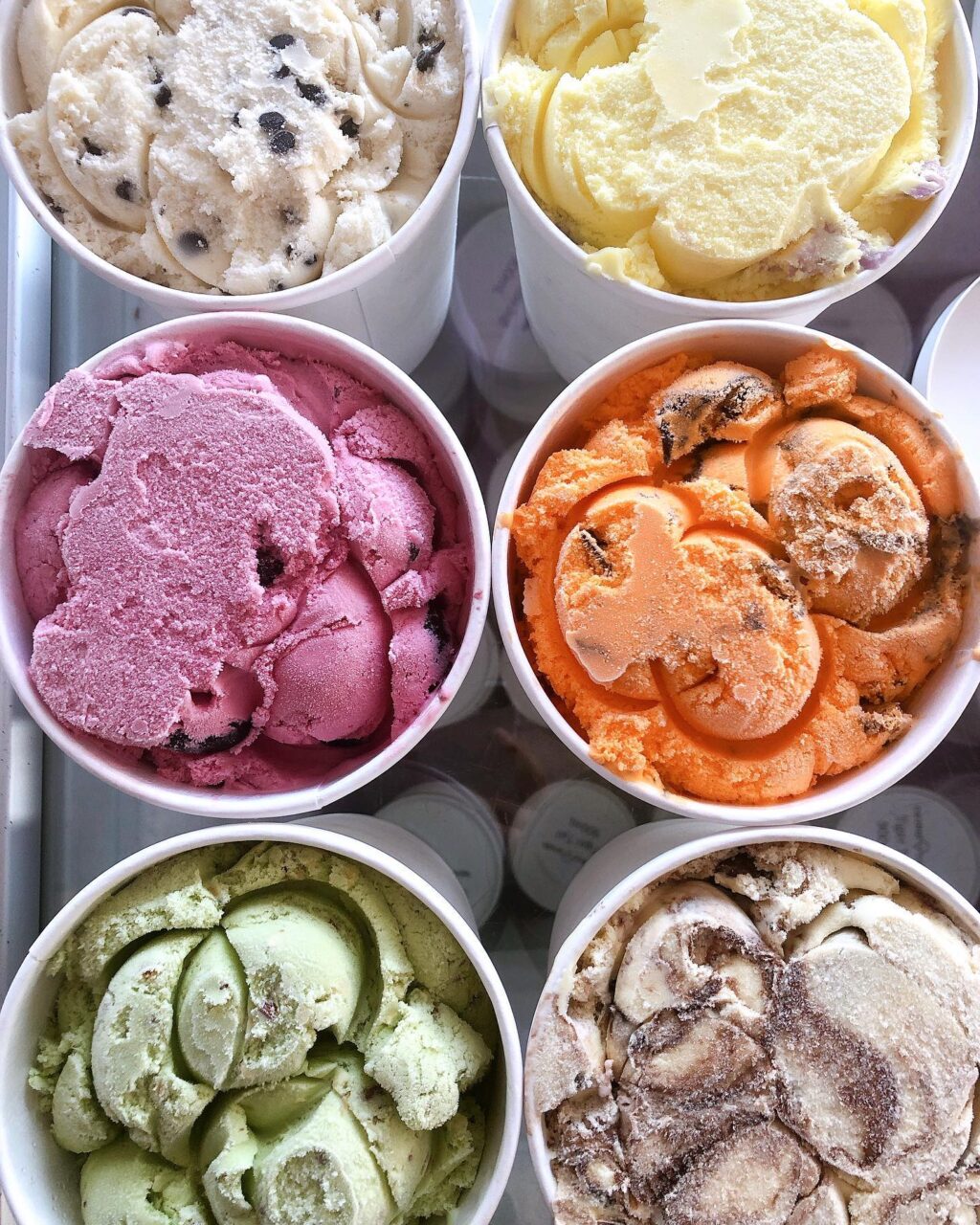 ice cream flavours in freezer