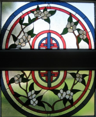 painted glass floral artwork