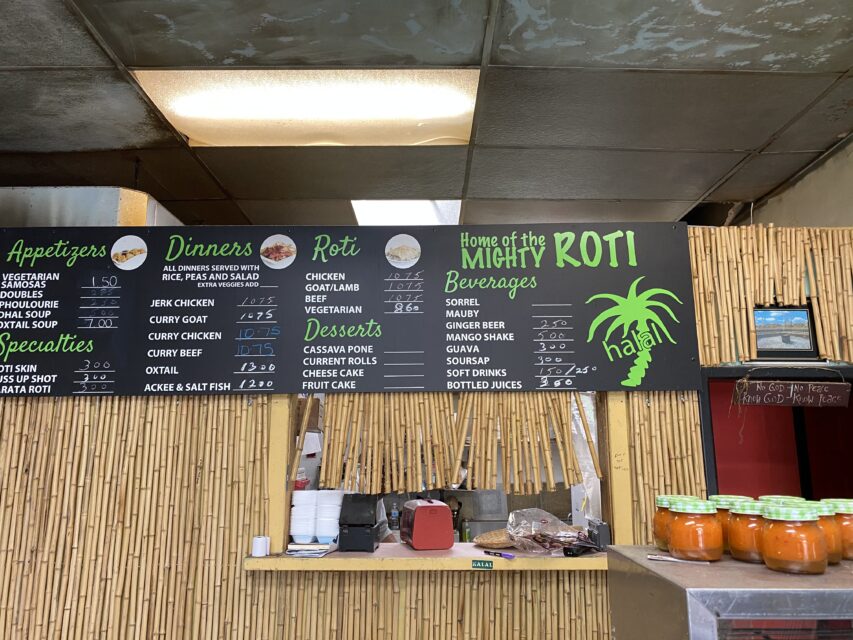 menu on a bamboo wall