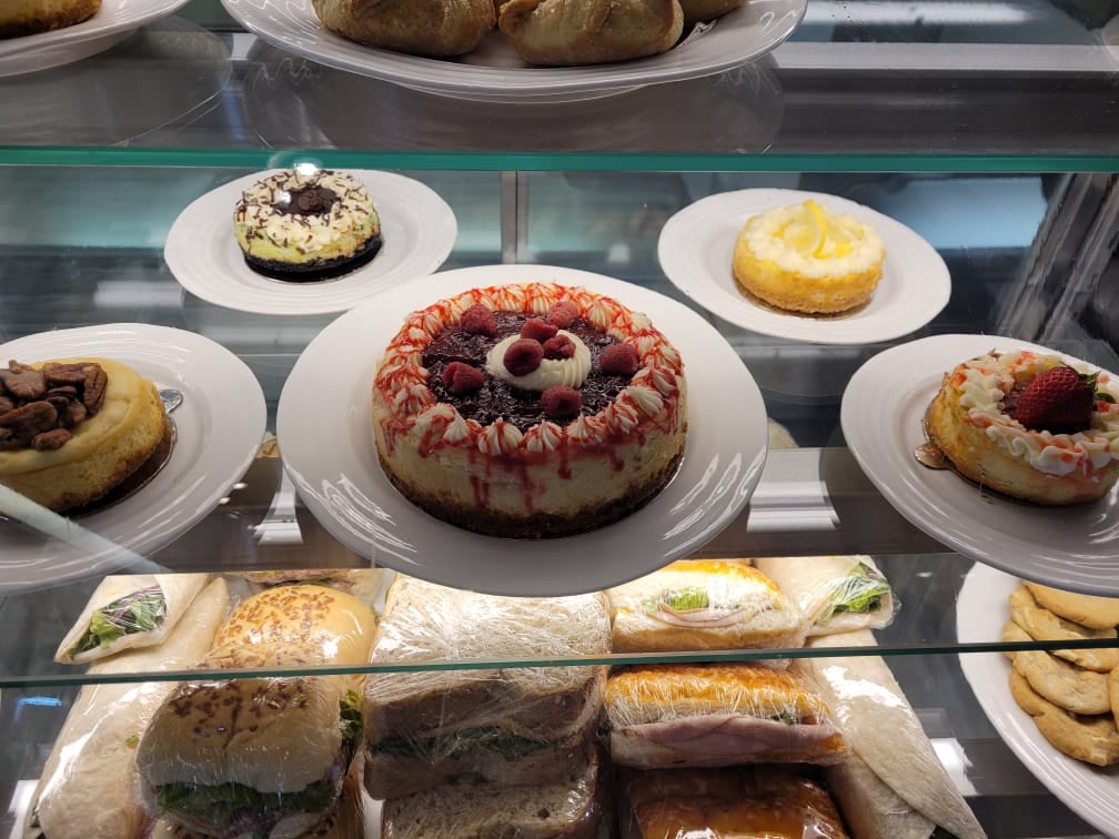 display of cakes and desserts