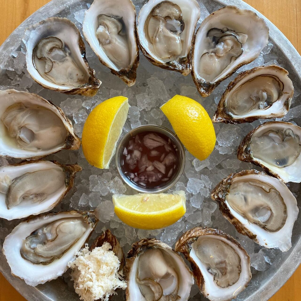 oysters on ice in plate