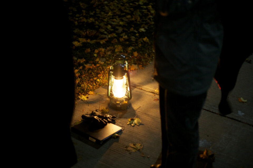 lantern on side walk