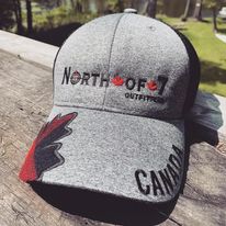 a hat that's grey and has Canada on it