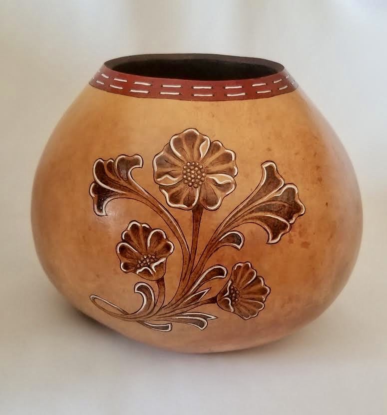 A vase with a floral pattern 