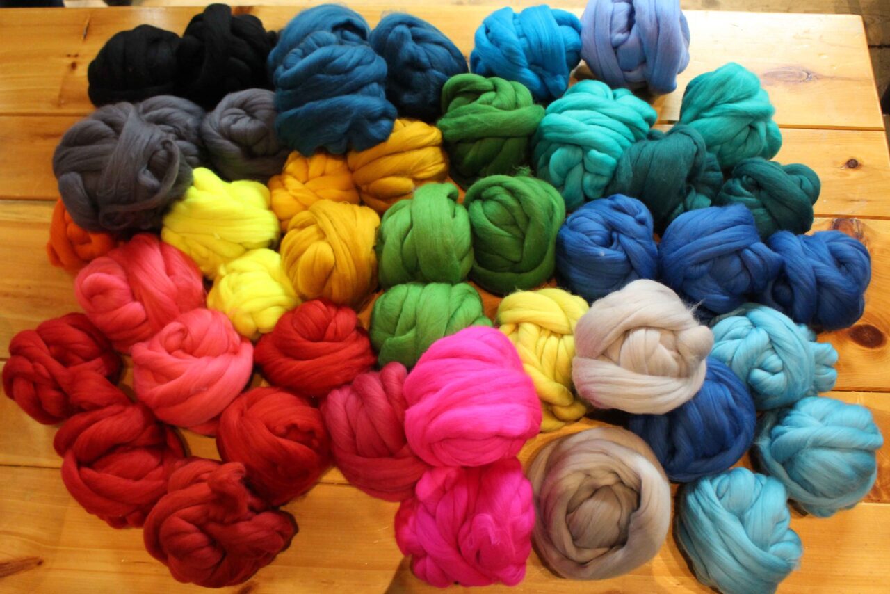 multi coloured balls of yarn