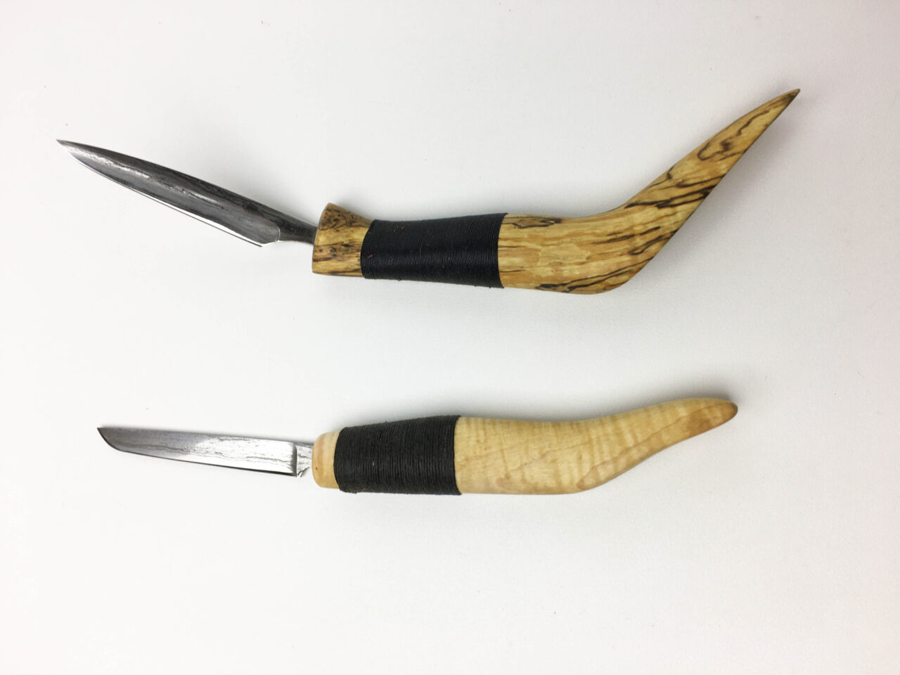 Ttwo carved crooked knives 
