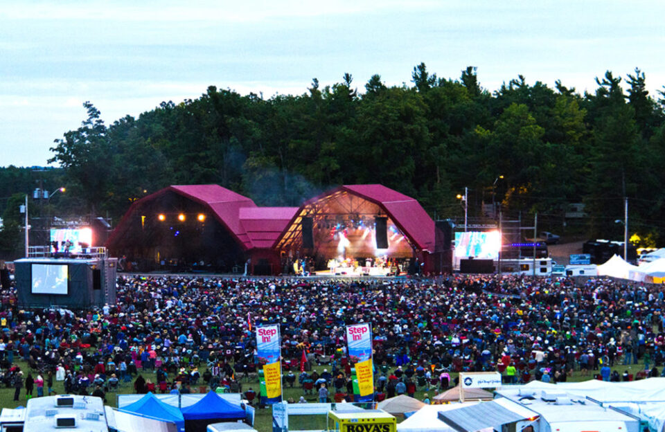 a crowd of people at an outdoor music festival