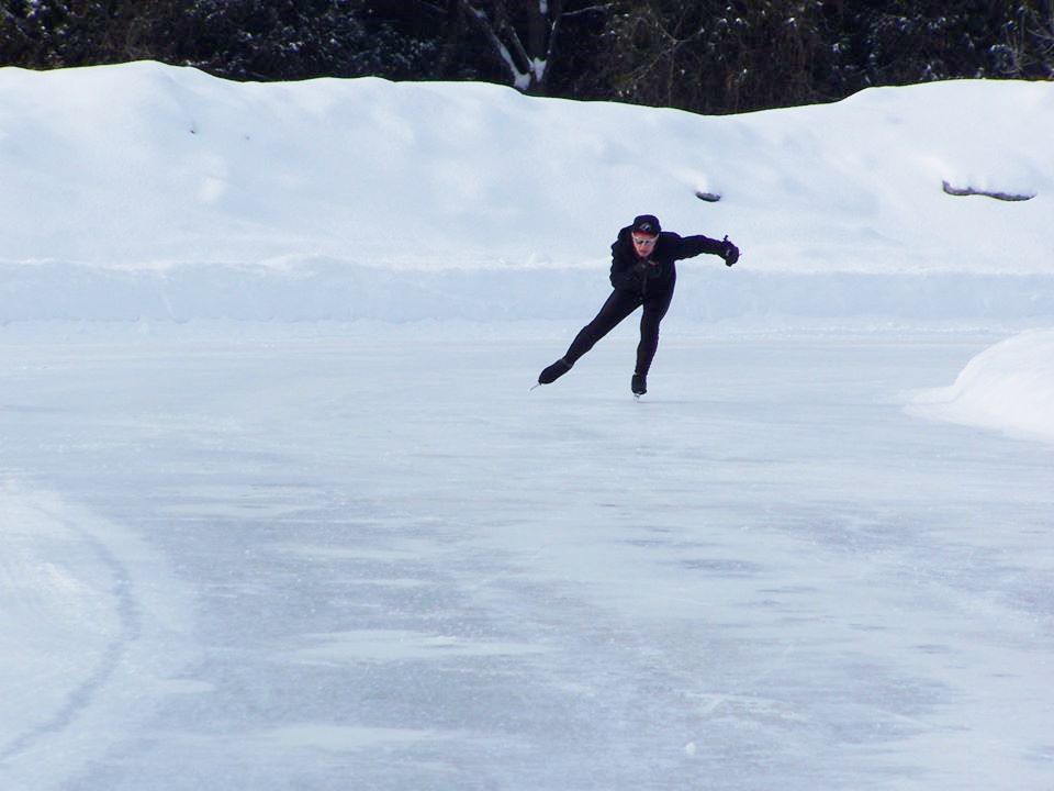 speed skater on outdoor ice
