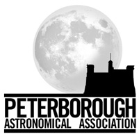 Peterborough Astronomical Association logo in black with moon featured in centre of logo