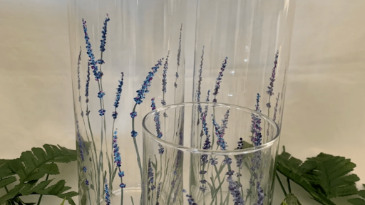 flower vases with lavender painted on