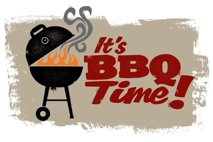 a cartoon image that says "it's bbq time"
