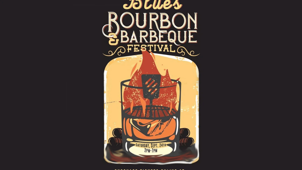blues bourbon barbeque festival, with a cooking fire and grill