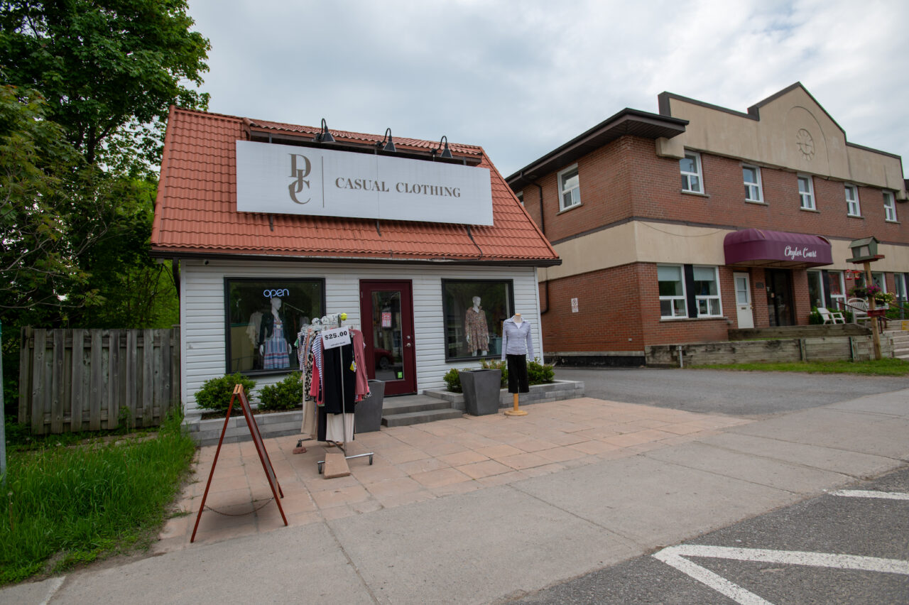 Outside of Dan Joyce Clothing Store in Apsley