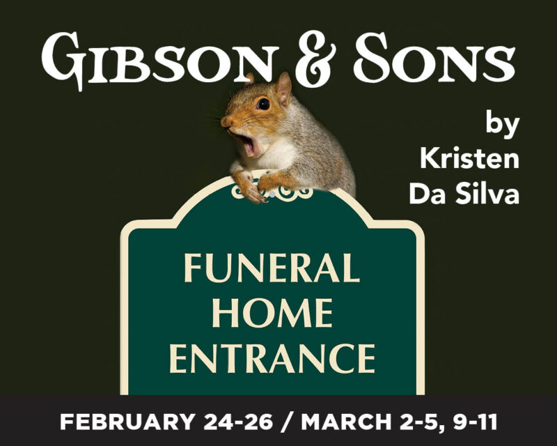Gibson & Sons by Kristen Da Silva, a photo of a squirrel on a sign that says funeral home entrance
