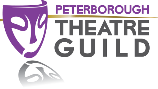 a theatre mask with the words peterborough theatre guild beside it