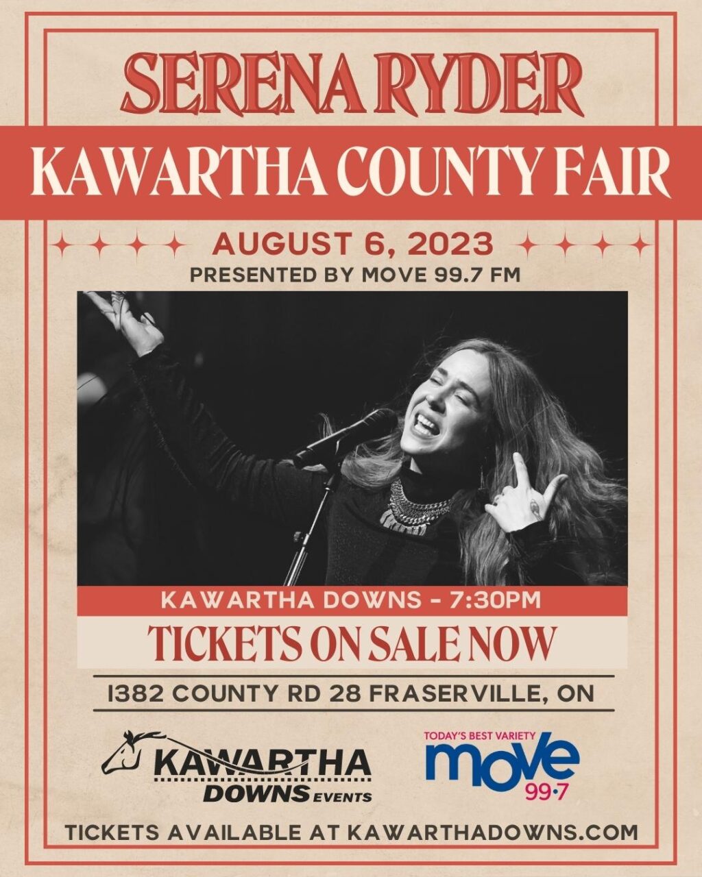 a poster for Kawartha County Fair with an image of Serena Ryder