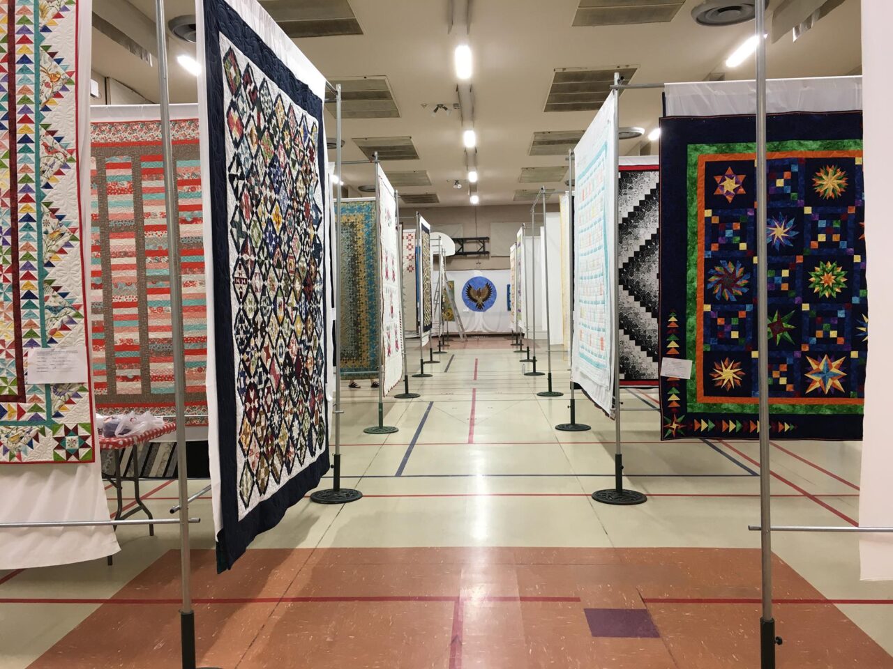 rows of quilts