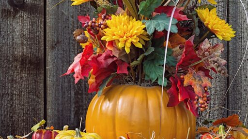 pumpkin with flowers inside