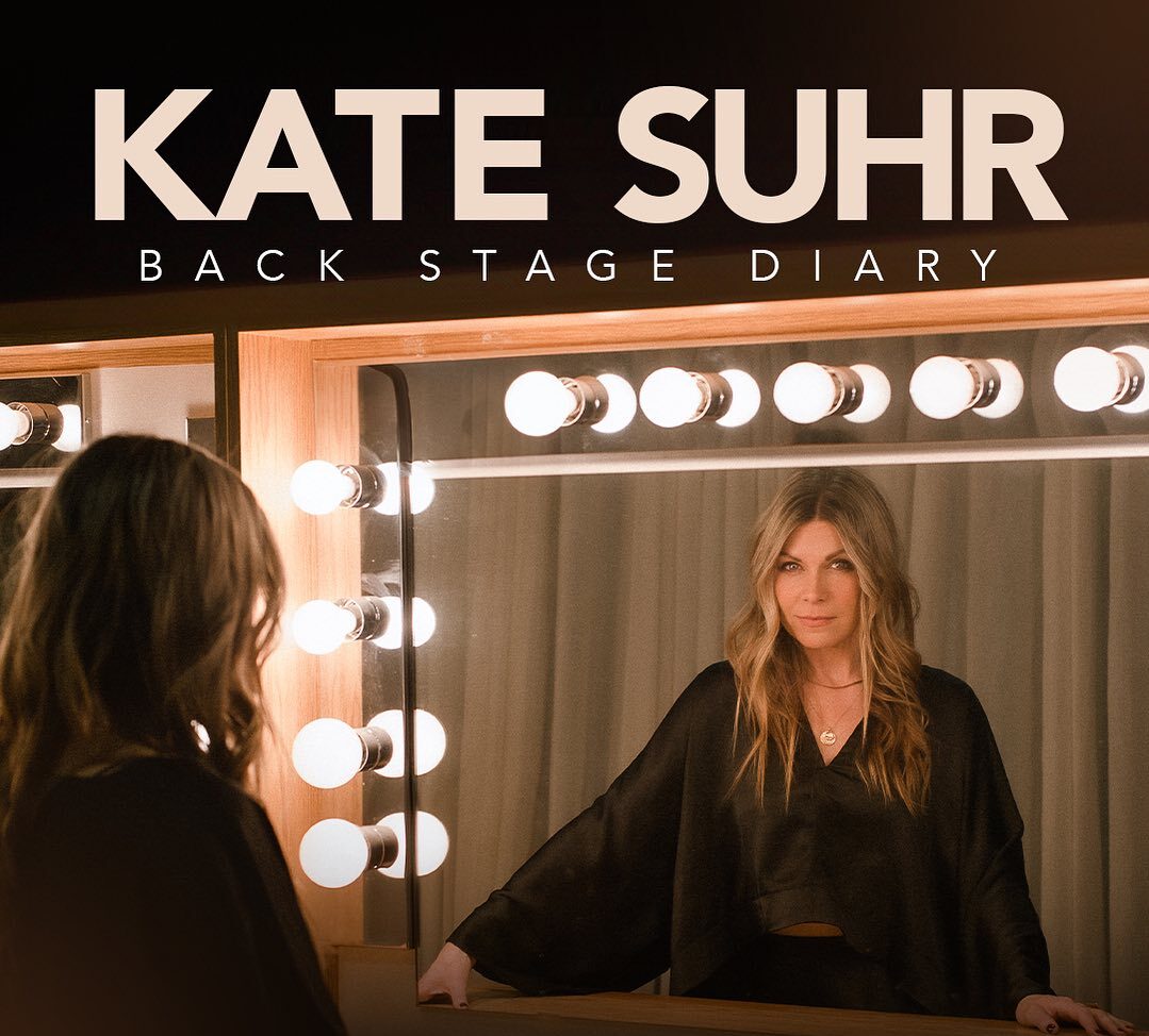 girl looking in mirror with text 'kate suhr backstage diary'