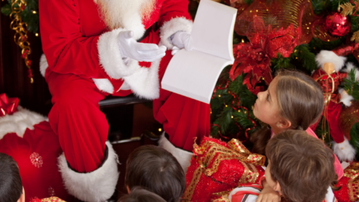 santa reading to children