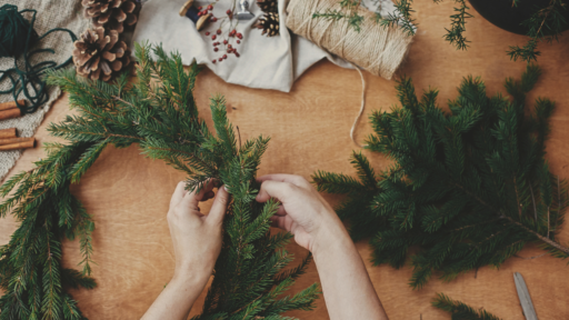 hands making a wreath