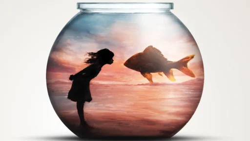 girl and goldfish in a fishboel