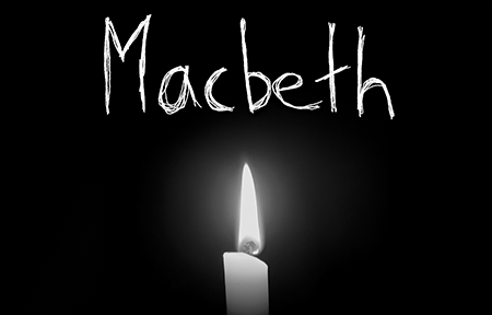 black background and candle with text 'william shakespeare's macbeth'