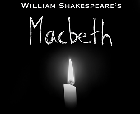 black background and candle with text 'william shakespeare's macbeth'