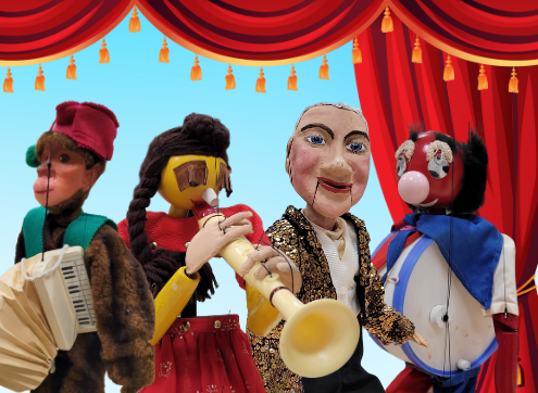 puppets playing instruments