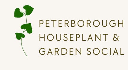 text 'PETERBOROUGH HOUSEPLANT & GARDEN SOCIAL" with an image of a sprout