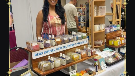 image of a vendor selling wellness products