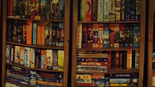 bookshelves full of board games
