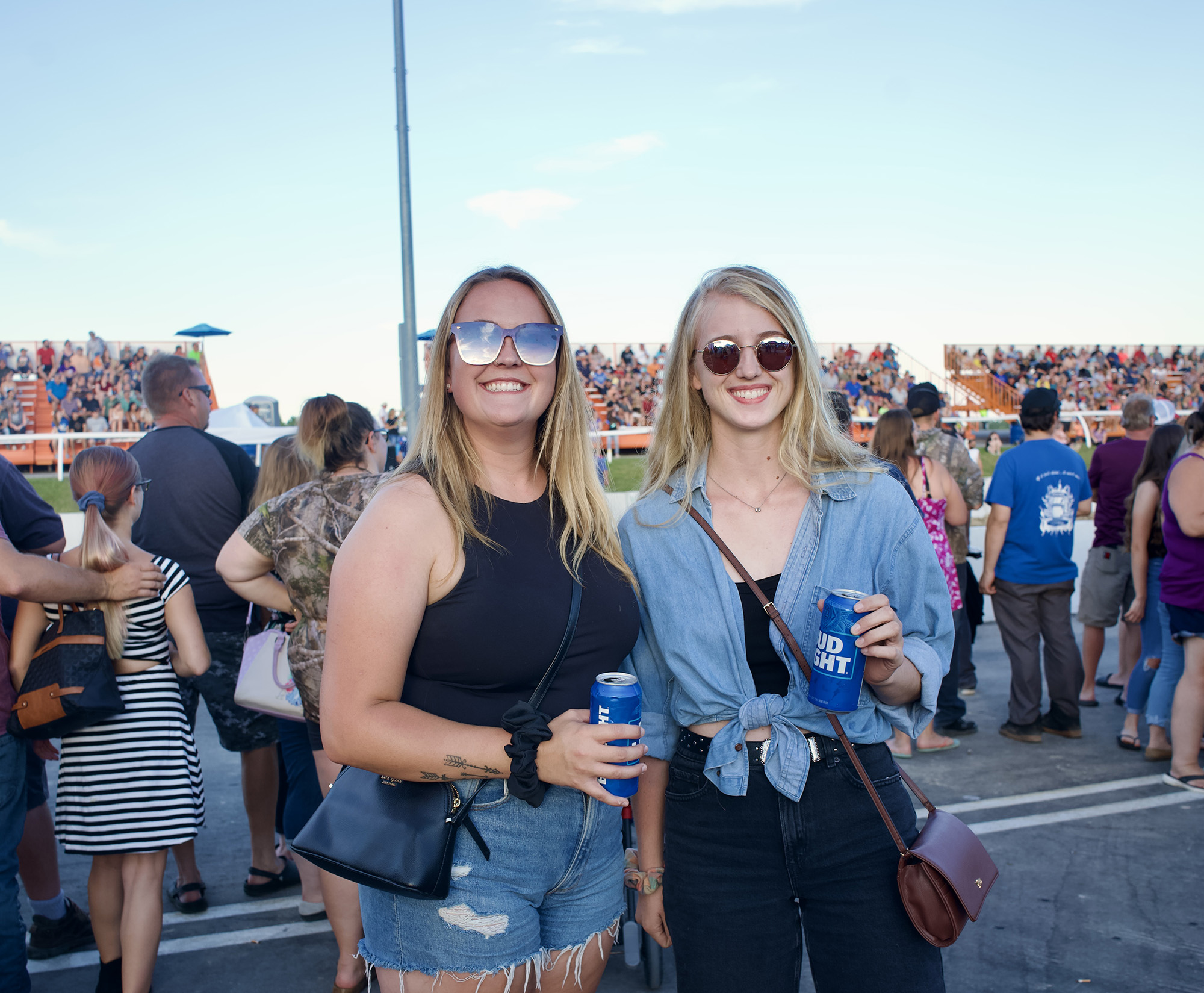 two girls posed