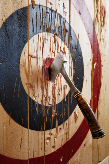 bullseye with a throwing axe
