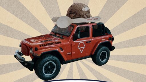 mini jeep with ice cream on top