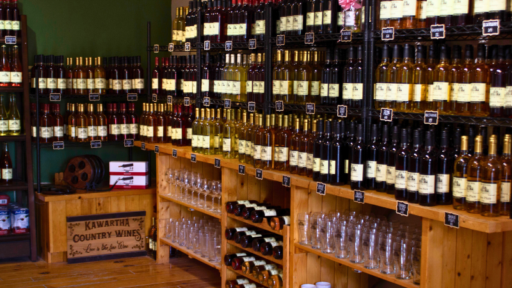 Showroom filled with a variety of different bottles of wine