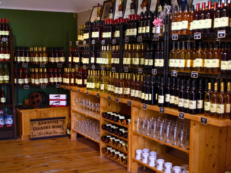 Showroom filled with a variety of different bottles of wine