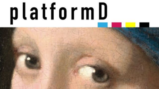 title 'platformD' and a painting of womans eyes