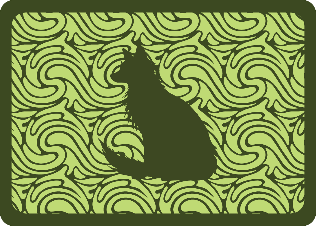 Green fox against a thumbprint pattern background
