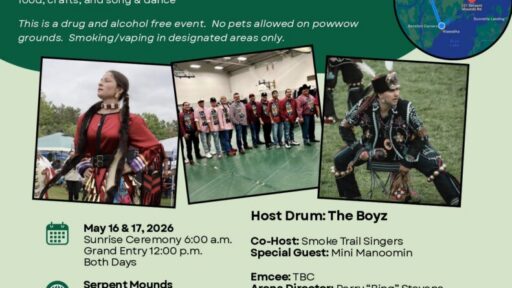 Hiawatha Pow Wow 2026 is being hosted on May 16th and 17th at 221 Serpent Mounds Road, Keene, ON